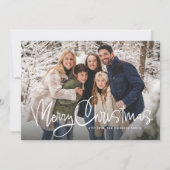 Vrolijk Kerstmis leuk script eenvoudige foto Feestdagenkaart (Voorkant)