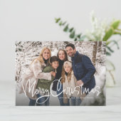 Vrolijk Kerstmis leuk script eenvoudige groene fot Feestdagenkaart (Staand voorkant)