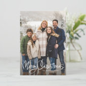 Vrolijk Kerstmis leuk script eenvoudige groene fot Feestdagenkaart (Staand voorkant)