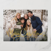 Vrolijk Kerstmis leuk script eenvoudige groene fot Folie Feestdagenkaart (Voorkant)