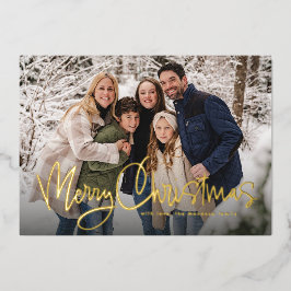 Vrolijk Kerstmis leuk script eenvoudige groene fot Folie Feestdagenkaart