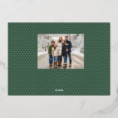 Vrolijk Kerstmis leuk script eenvoudige groene fot Folie Feestdagenkaart (Achterkant)