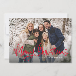 Vrolijk Kerstmis leuk script eenvoudige rode foto Feestdagenkaart