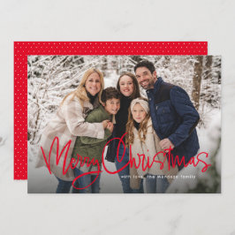 Vrolijk Kerstmis leuk script eenvoudige rode foto Feestdagenkaart