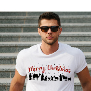 Vrolijk Kerstmis Leuke Geboorte Scène T-shirt