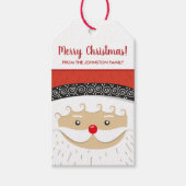 Vrolijk Kerstmis Leuke Kerstman Familienaam Feest Cadeaulabel (Voorkant)