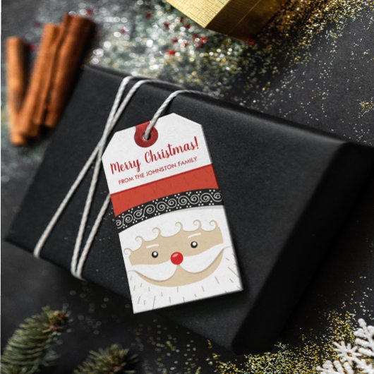 Vrolijk Kerstmis Leuke Kerstman Familienaam Feest Cadeaulabel