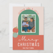 Vrolijk Kerstmis Leuke Kleurrijke Kerstmis Fotokaa Feestdagenkaart (Voorkant)