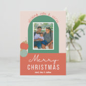 Vrolijk Kerstmis Leuke Kleurrijke Kerstmis Fotokaa Feestdagenkaart (Staand voorkant)