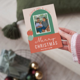 Vrolijk Kerstmis Leuke Kleurrijke Kerstmis Fotokaa Feestdagenkaart