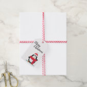 Vrolijk Kerstmis Leuke Pinguïn Santa Hoed Kerstmis Cadeaulabel (Met Touw)