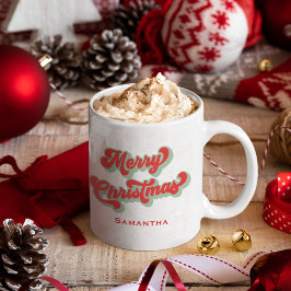 Vrolijk Kerstmis Leuke Retro Typografie Custom Koffiemok