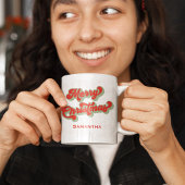 Vrolijk Kerstmis Leuke Retro Typografie Custom Koffiemok