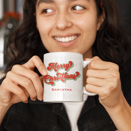 Vrolijk Kerstmis Leuke Retro Typografie Custom Koffiemok