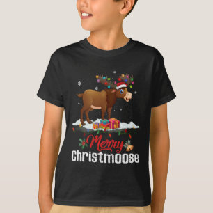 Vrolijk Kerstmis Licht Moose Grappige Kerstmis T-shirt