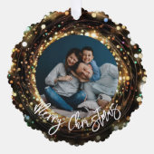 Vrolijk Kerstmis Licht Strands Foto Ornament Kaart (Voorkant)