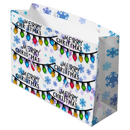 Vrolijk Kerstmis Lichten Feestelijk Gelukkig Helde Groot Cadeauzakje (Achterkant Gekanteld)