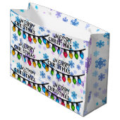 Vrolijk Kerstmis Lichten Feestelijk Gelukkig Helde Groot Cadeauzakje (Voorkant Gekanteld)