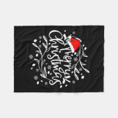 Vrolijk Kerstmis Lichten Rode Kerstman Hoed Xmas F Fleece Deken (Voorkant (Horizontaal))