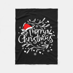 Vrolijk Kerstmis Lichten Rode Kerstman Hoed Xmas F Fleece Deken