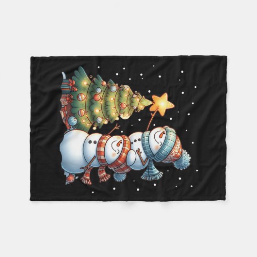 Vrolijk Kerstmis Lichten Rode Kerstman Hoed Xmas F Fleece Deken (Voorkant (Horizontaal))