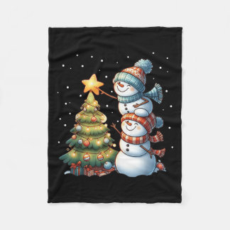 Vrolijk Kerstmis Lichten Rode Kerstman Hoed Xmas F Fleece Deken