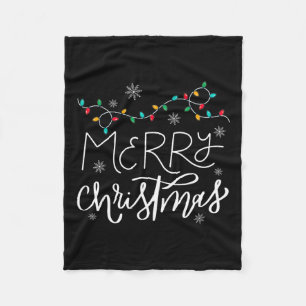 Vrolijk Kerstmis Lichten Rode Kerstman Hoed Xmas F Fleece Deken