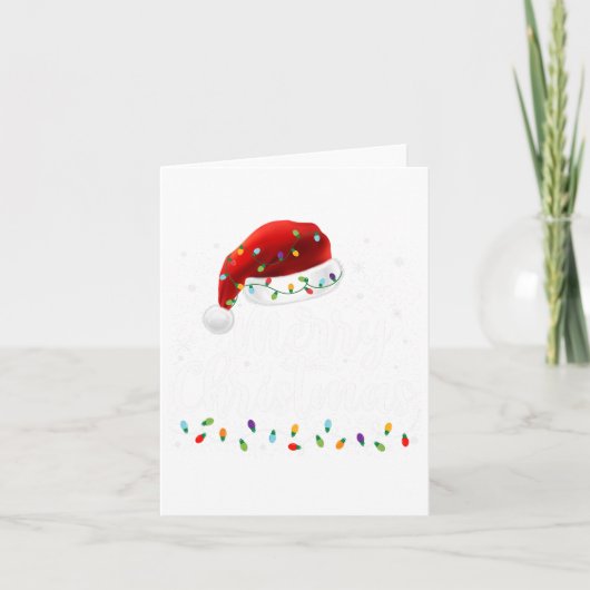 Vrolijk Kerstmis Lichten Rode Kerstman Hoed Xmas F Kaart (Voorkant)