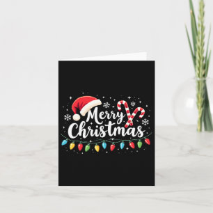 Vrolijk Kerstmis Lichten Rode Kerstman Hoed Xmas F Kaart