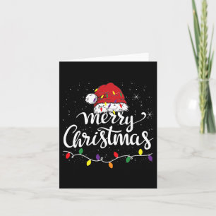 Vrolijk Kerstmis Lichten Rode Kerstman Hoed Xmas F Kaart