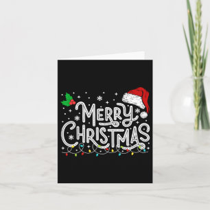 Vrolijk Kerstmis Lichten Rode Kerstman Hoed Xmas F Kaart