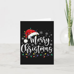 Vrolijk Kerstmis Lichten Rode Kerstman Hoed Xmas F Kaart