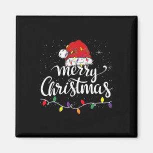 Vrolijk Kerstmis Lichten Rode Kerstman Hoed Xmas F Magneet