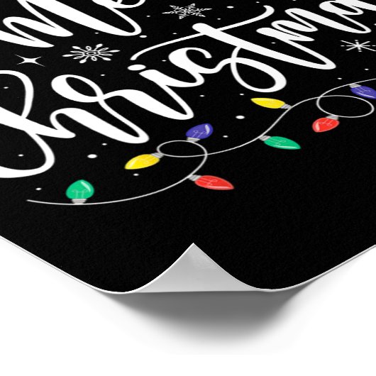 Vrolijk Kerstmis Lichten Rode Kerstman Hoed Xmas F Poster (Hoek)