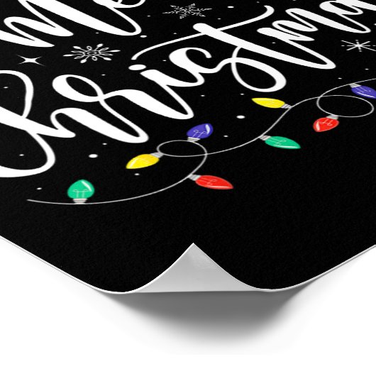 Vrolijk Kerstmis Lichten Rode Kerstman Hoed Xmas F Poster (Hoek)