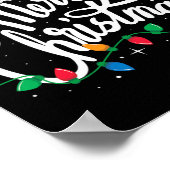 Vrolijk Kerstmis Lichten Rode Kerstman Hoed Xmas F Poster (Hoek)