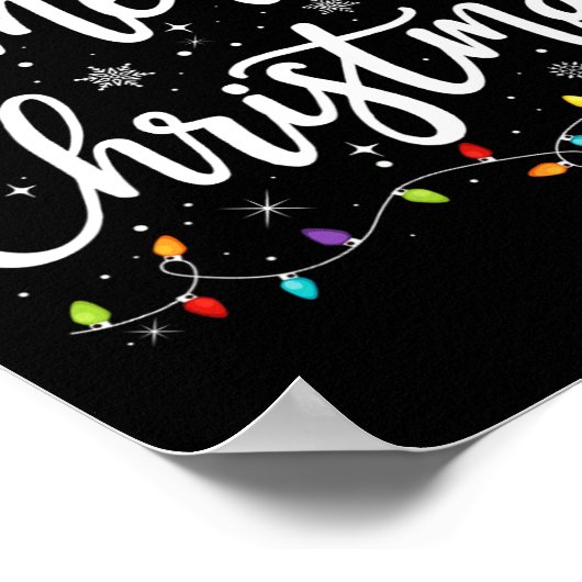 Vrolijk Kerstmis Lichten Rode Kerstman Hoed Xmas F Poster (Hoek)