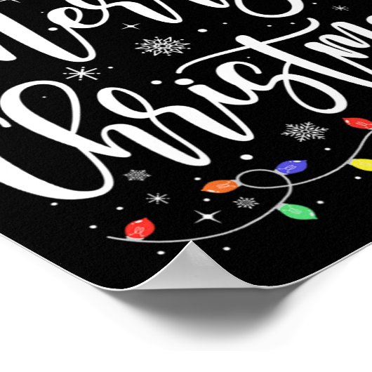 Vrolijk Kerstmis Lichten Rode Kerstman Hoed Xmas F Poster (Hoek)