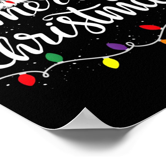 Vrolijk Kerstmis Lichten Rode Kerstman Hoed Xmas F Poster (Hoek)