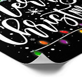 Vrolijk Kerstmis Lichten Rode Kerstman Hoed Xmas F Poster (Hoek)