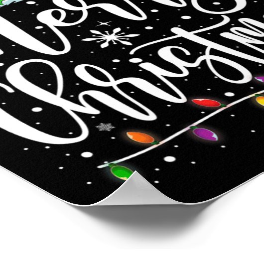 Vrolijk Kerstmis Lichten Rode Kerstman Hoed Xmas F Poster (Hoek)