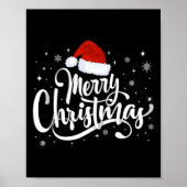 Vrolijk Kerstmis Lichten Rode Kerstman Hoed Xmas F Poster (Voorkant)