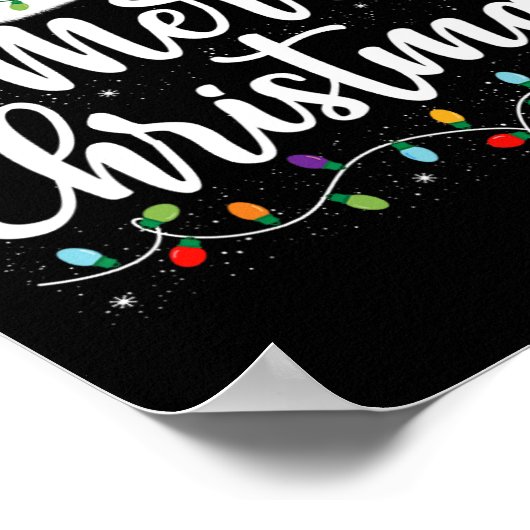 Vrolijk Kerstmis Lichten Rode Kerstman Hoed Xmas F Poster (Hoek)