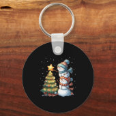 Vrolijk Kerstmis Lichten Rode Kerstman Hoed Xmas F Sleutelhanger (Voorkant)