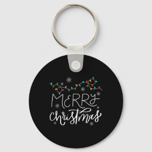 Vrolijk Kerstmis Lichten Rode Kerstman Hoed Xmas F Sleutelhanger