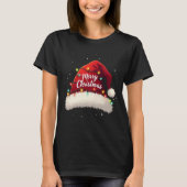 Vrolijk Kerstmis Lichten Rode Kerstman Hoed Xmas F T-shirt (Voorkant)
