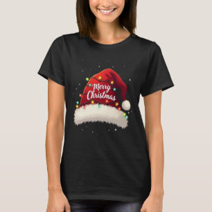 Vrolijk Kerstmis Lichten Rode Kerstman Hoed Xmas F T-shirt