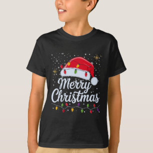 Vrolijk Kerstmis Lichten Rode Kerstman Hoed Xmas F T-shirt