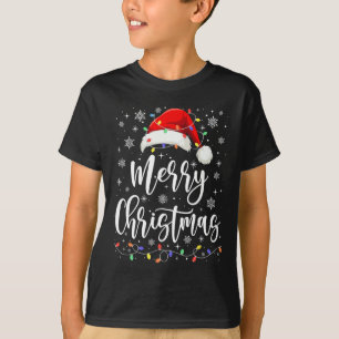Vrolijk Kerstmis Lichten Rode Kerstman Hoed Xmas F T-shirt
