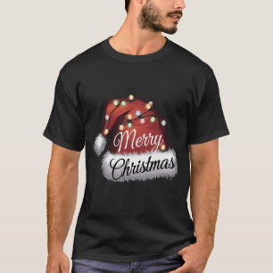 Vrolijk Kerstmis Lichten Rode Kerstman Hoed Xmas F T-shirt
